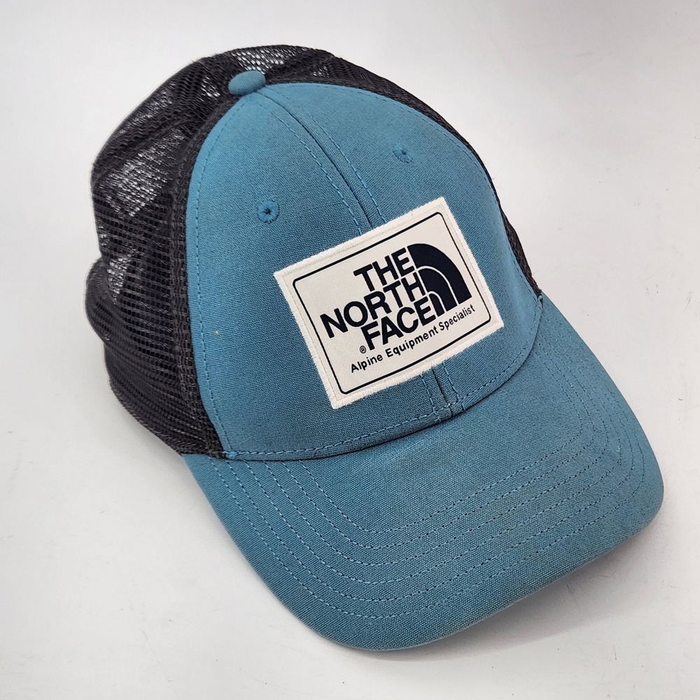 The North Face Trucker Hat Blue Black Snapback Mesh‎ Logo Patch Cap